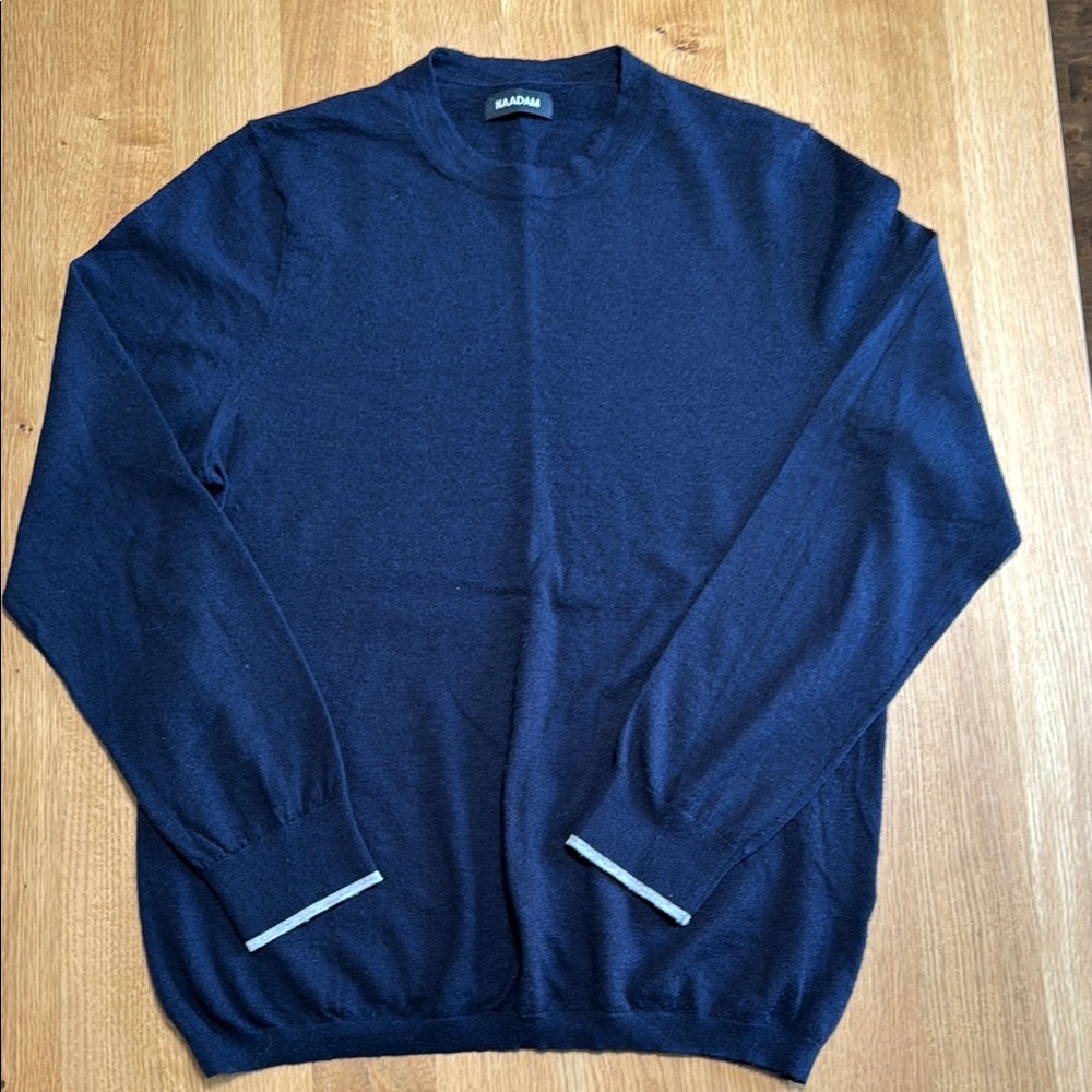Naadam Blue Crewneck Cashmere Lightweight Sweater with Classic Design